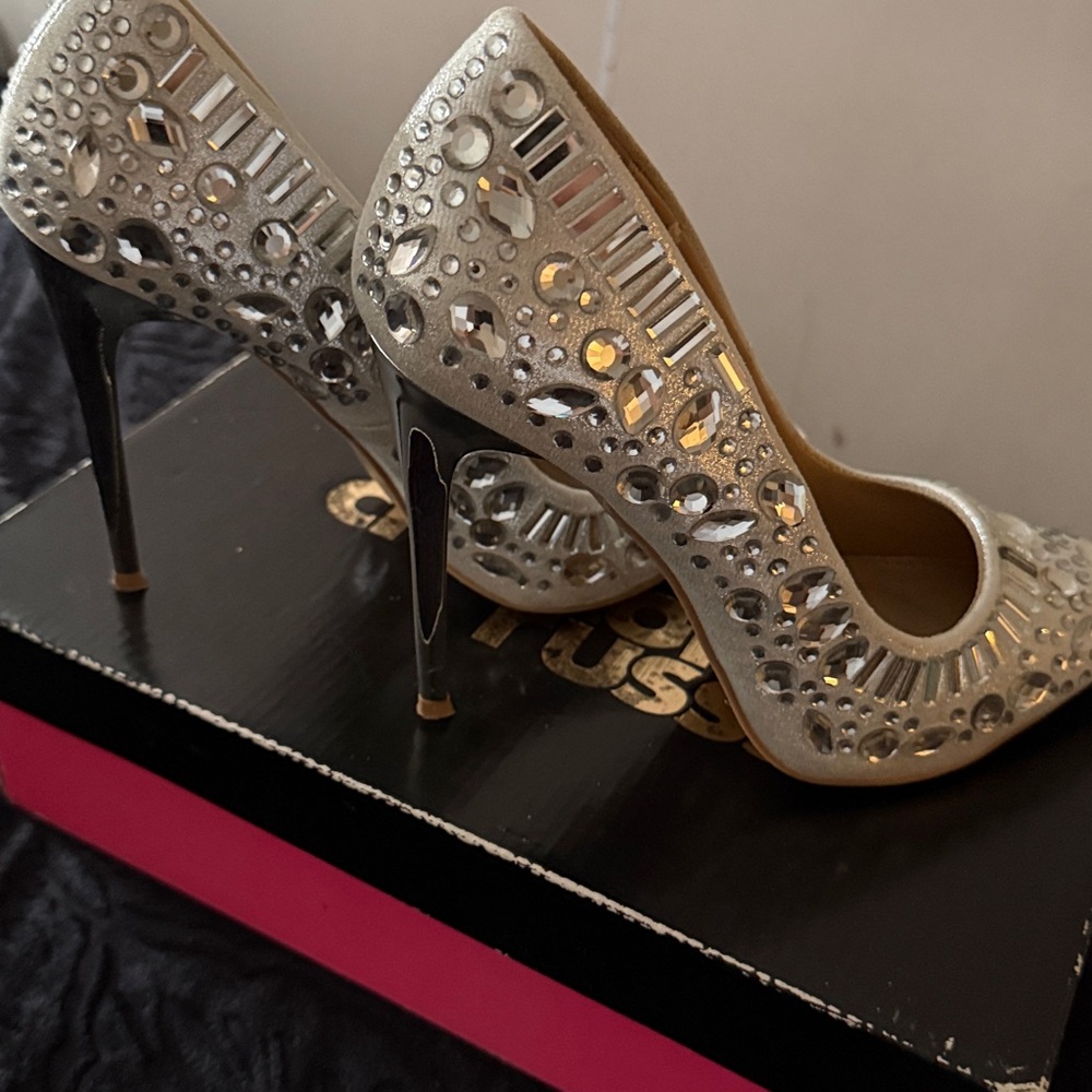 Dollhouse Silver Gemstone Heels